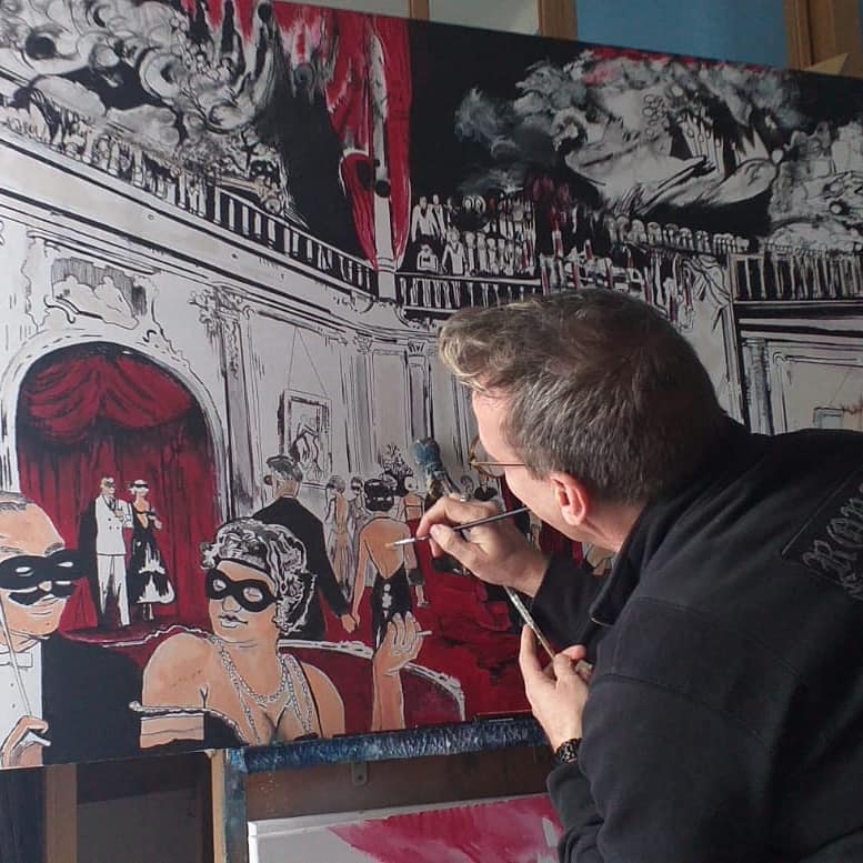 Wilko at work in hi comicart project